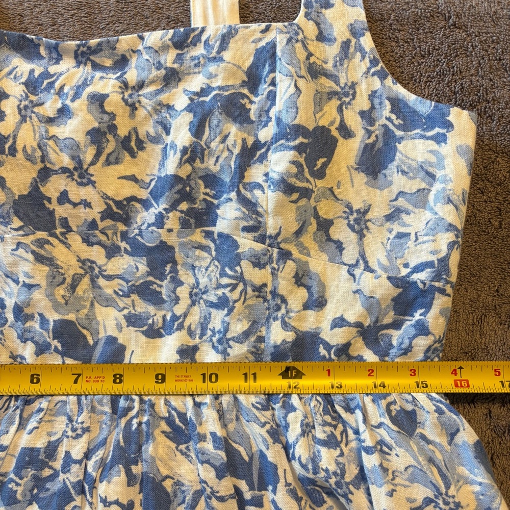 Quince 100% European Linen Fit & Flare Midi Dress Floral Waterfall Women’s L - Picture 6 of 7